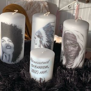 Candles with diff cultures of women 3big 1 s small